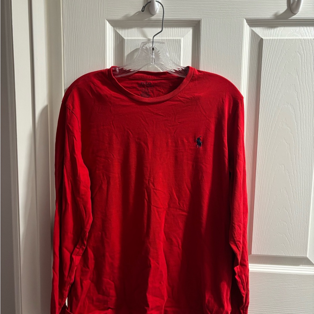 Ralph Lauren Red Long Sleeve Tee Vibrant Crew Neck